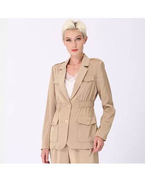 Safari-Blazer mit geraffter Taille