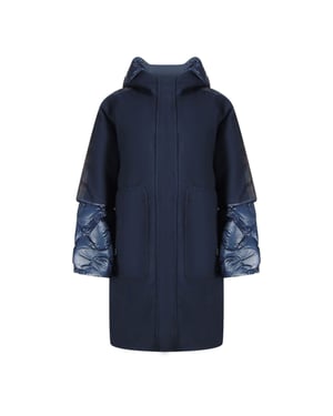 Parajumpers Joy Marineblaue, ubergrose, lange Daunenjacke mit Kapuze