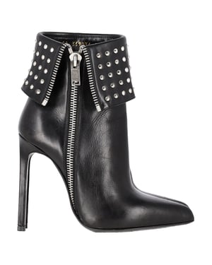 Saint Laurent Paris Faltbare Nieten-Stiefeletten aus schwarzem Leder