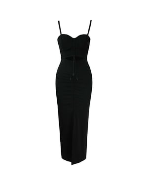 Puma x Rihanna Fenty Front Ruched Cut Out Black Womens Dress 577296 01