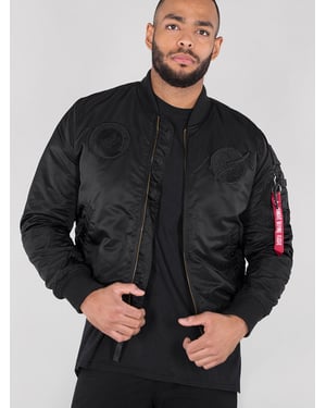 Alpha Industries Herren MA-1 VF NASA Bomberjacke in Schwarz