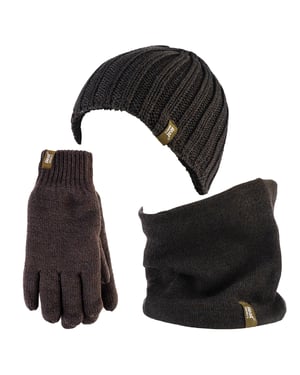 Wärmehalter - Thermische Wintermütze, Halswärmer und Handschuhe aus Fleece für Männer - Khaki Grün