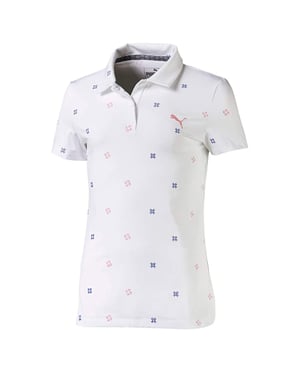 Puma Drycell Ditsy Polo -Hemd Kurzarm weiße Mädchen Top 595453 01