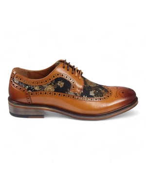 Justin Reess Herren-Brogue-Schuhe aus braunem Leder mit Blumenmuster - Ross