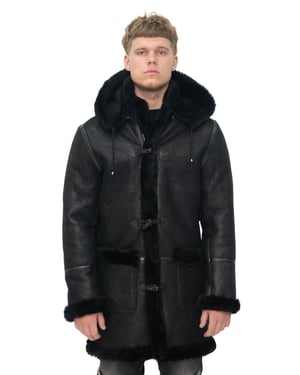 Winter-Dufflecoat aus Schaffell für Herren mit Kapuze – Helsinki