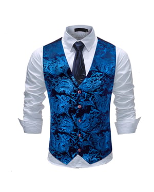 Einreihige Slim Fit Weste mit Print Blau