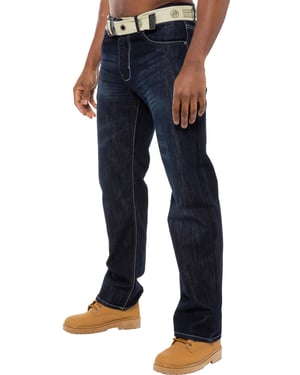 Enzo | Herren Denim Jeans mit Gürtel - Dunkelblau