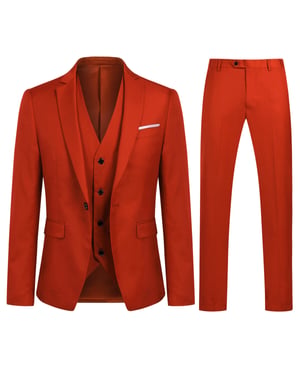 3-teiliger Slim Fit Ein-Knopf-Modeanzug in Rot