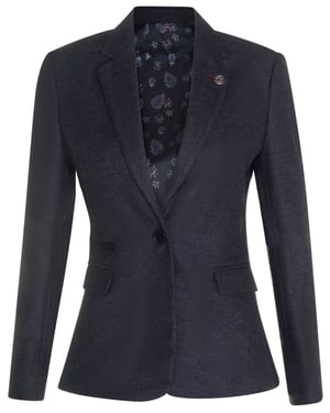 Damen-Blazer aus Tweed mit Fischgrätmuster und schwarzer Wolle im Stil der 1920er Jahre