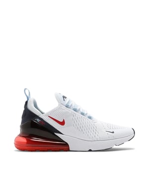 Nike Air Max 270 Turnschuhe, Weiß/Chile Rot-Midnight Navy