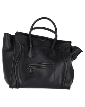 Celine Drummed Schulterreisetasche aus schwarzem Leder