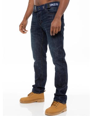 Enzo | Herren Denim Straight Fit Jeans - Dunkelblau