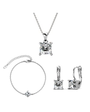Einfaches quadratisches Set und Box - Silber und Kristall