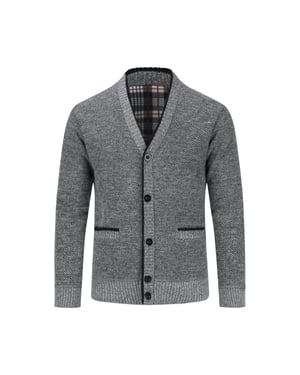 Herren Strickjacke mit Zwei Taschen Knopf Stehkragen Strickjacke für den Winter Hellgrau
