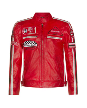 Leder-Racing-Biker-Motorradjacke mit Reißverschluss