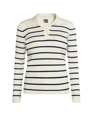 Dreimaster Strickpullover Damen Wollweiss Marine