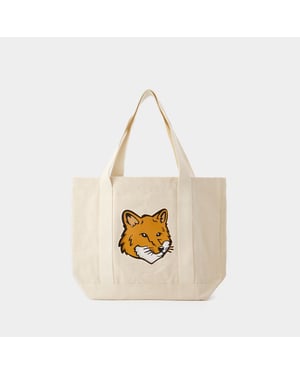 Tote Bag Fox Head - Maison Kitsune - Baumwolle - Beige