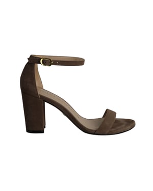 Stuart Weitzman Minimalistische High Heel Sandalen aus braunem Wildleder