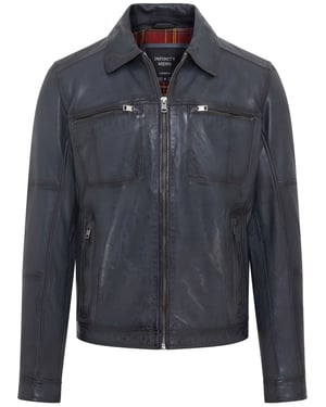 Blaue klassische Bikerjacke aus Leder für Herren - Bettles