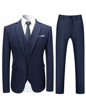 3-teiliger Slim Fit Anzug in Dunkelblau für formelle Hochzeit