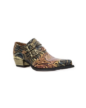 New Rock geprägte Vintage-Schuhe aus schwarzem Leder mit Schnallen – M-7960-S14