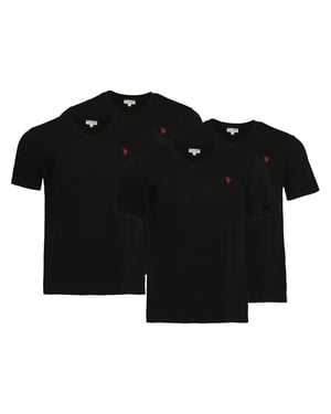 U.S. Polo Assn. 4 PACK V-Ausschnitt - T-Shirt basic in Schwarz