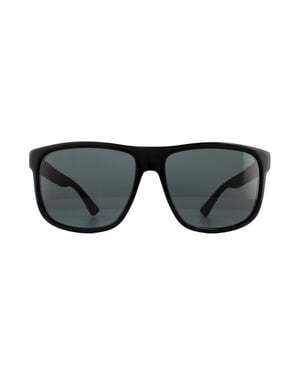 Lunettes De Soleil Gucci GG0010S 001 Gris En Caoutchouc Noir