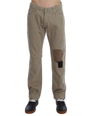 Huit Hommes Beige Coton Patchwork Jeans