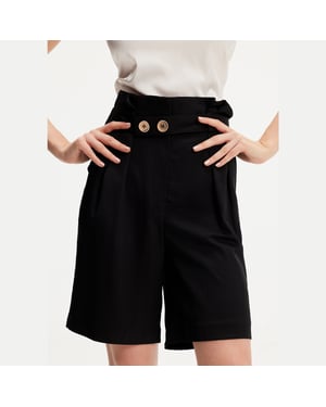 Bermudashorts mit hoher Taille und Falten