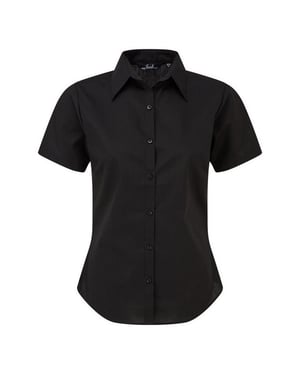 Premier Kurzarm-Popeline-Bluse / Schlichte Arbeitshemden (Schwarz)