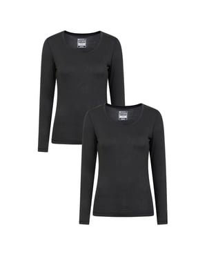 Mountain Warehouse Damen/Weibliches Keep The Heat Rundhals Thermo-Oberteil (2er-Pack) (Schwarz)
