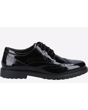 Hush Puppies Verity Leder Damen Lack Schwarze Brogues Schuhe