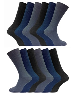 12 Paar Multipack Herren 100% Baumwolle Socken | Sock Snob | Ribbed Dress Socks - BNG