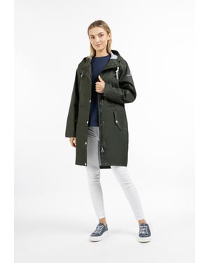 Dreimaster Regenjacke mit Innenprint Damen Dunkeloliv
