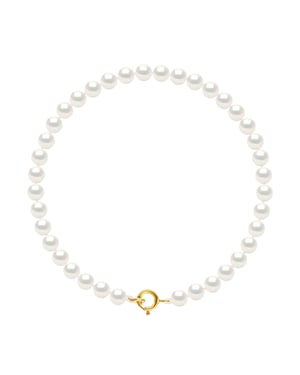 DIADEMA - Armband - Echte Süßwasserperlen - Weiß - Gelbgold