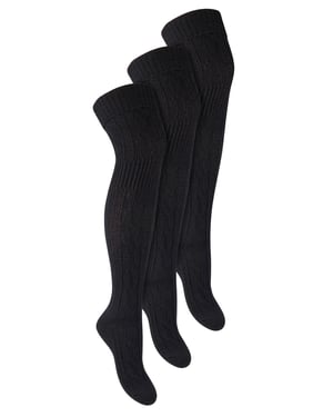 3 Paar Overknee-Wollsocken für Damen | Steven | Damen Extra lange Wollsocken Schwarz