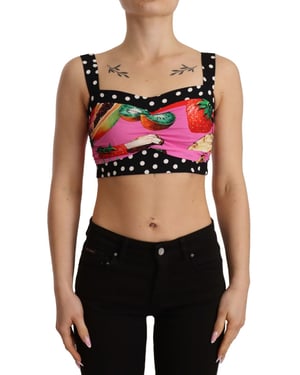 Dolce & Gabbana Damen Mehrfarbig Seidenkurzpolka-Fruchtprint-Top