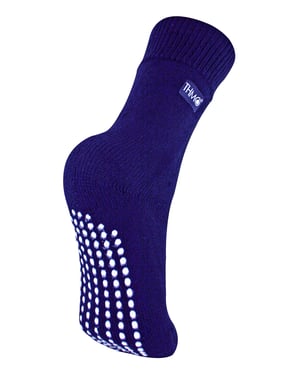 Kids Indoor Slipper Socken mit Greifern | THMO | Thick & Warm Comfort Loose Top Non Slip Thermal Socks - Navy