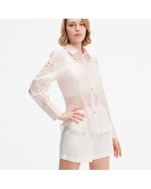 Bestickte Organza-Bluse