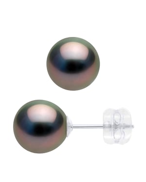 Ohrringe - Weißgold 375 - Echte Tahiti-Zuchtperlen rund 8-9 mm