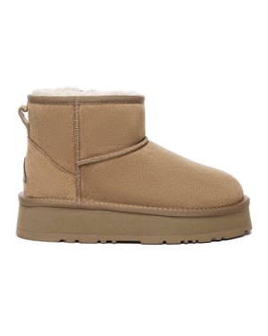 EVER AU Damen Leder Plateau Kurzstiefel - Dusky