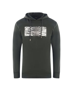 Cavalli Class Zebra-Print-Logo Schwarzer Hoodie