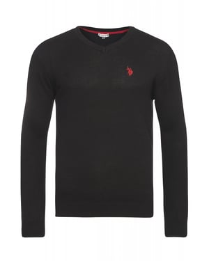 U.S. Polo Assn. V-Neck Pullover in Schwarz