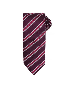 Premier Mens Waffle Stripe Formal Business Tie (Burgund/Aubergine)