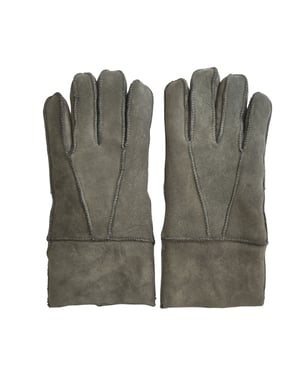 Graue Unisex-Handschuhe aus Schaffell-Wildleder mit aufrollbaren Bündchen