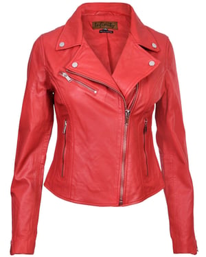 Klassische Damen-Brando-Bikerjacke aus Leder in Loughton