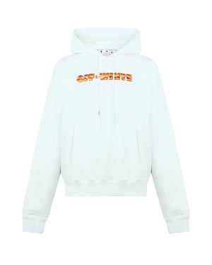 Off-White Kapuzenpullover in Skate-Weiss mit orangefarbenem Metallpfeil-Logo