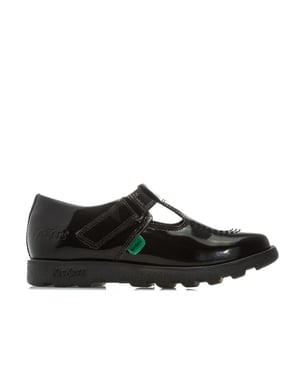 Kickers Kinder Fragma T-Bar Patent Schuhe für Mädchen in Schwarz