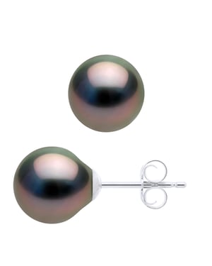 Ohrringe aus Silber 925 und echten Tahiti-Zuchtperlen, oval 8-9 mm