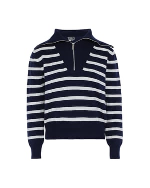 Dreimaster Pullover mit Streifen Damen DUNKELMARINE WOLLWEISSER STREIFEN